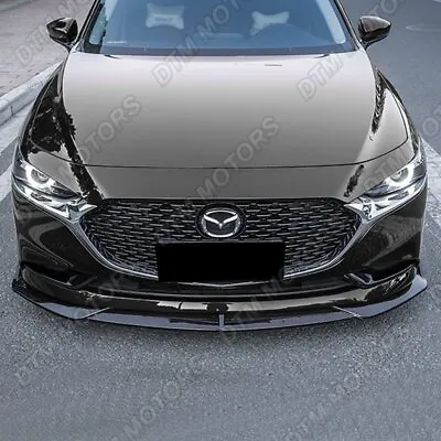 $43.99 • Buy For 2019-2023 Mazda 3 Mazda3 Painted Black Front Bumper Body Kit Spoiler Lip 3PC