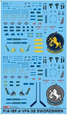 Jasmine Model 144004 Model Decals For 1/144 US Navy F/A-18F VFA-32 Swordsmen • $12