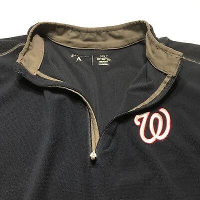 Antigua Sweatshirt Mens Size 3XLT Curly W Washington Nationals 2/4 Zip Pull On • $16.99