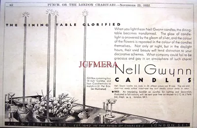  Original Art Deco 1932 Print Advert: - Field's 'NELL GWYNN Candles' Ad  • £2.47