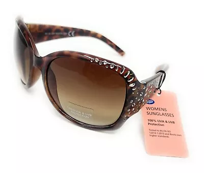 Ladies Sunglasses Women's Fashion Tortoise Shell With Silver UVA UVB Boots 028I • £14.97