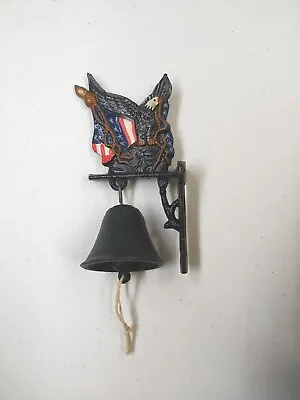 Vintage Eagle Cast Iron Bell Hanging Shop Dinner Wall Mount Patriotic Flag USA • $22.99