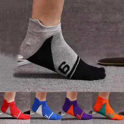 5 Pairs Mens Five Finger Toe Breathe Casual Socks Cotton Ankle Bacteria And Odor • £11.99