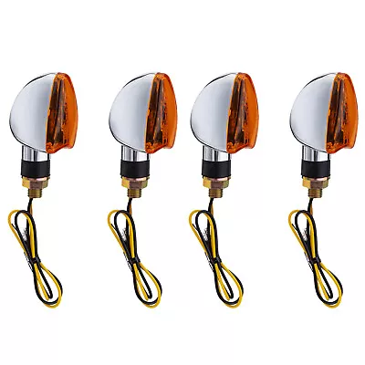 4X Motorcycle Turn Signals Blinker Light Chrome Amber For Yamaha Honda Kawasaki • $14.99