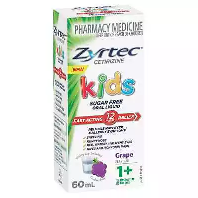 2 X Zyrtec Kids Fast Acting Liquid Allergy & Hayfever 12 Hours Relief 60ml • $29.95