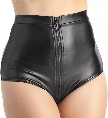 Lovehoney Fierce Black Wet Look High Waisted Knickers With Full Length Zip • £19.99