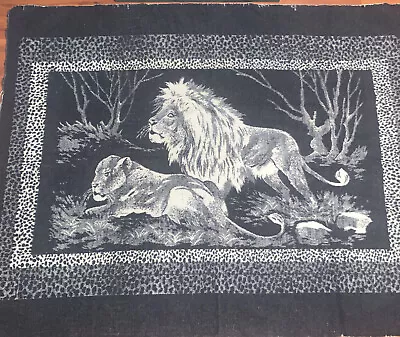 VTG Vicuna Equador Heavy Wool Reversible Animal Print Lion Lioness Blanket • $89.99