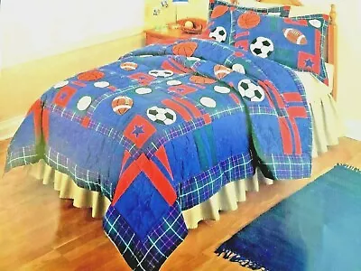 My World ALL STAR SPORTS Twin 5-piece Cotton Quilt Set - American Sports • $59