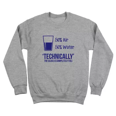 Glass Is Always Full Funny Geek Math Science Gray Crewneck Sweatshirt • $28