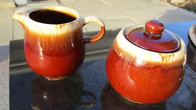 Vintage McCOY Pottery Brown Drip Creamer And Sugar Bowl Set • $14