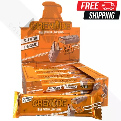 Grenade Jaffa Quake Flavour High Protein Bar | Low Sugar | Carb Killa - 12 X 60g • £36.99