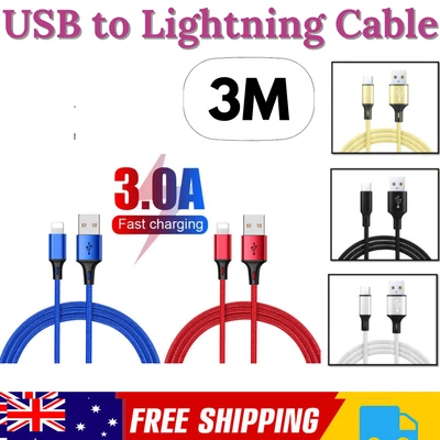 $2.79 • Buy 3M USB Charging Charger Cable Cord Apple IPhone 14 13 12 11 Pro Max XR 8 7 IPad