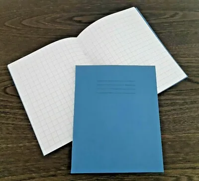 10 NEW RHINO A5 / 8x6.5 RULED 10mm SQUARE SCHOOL EXERCISE BOOKS 80 PAGE BLUE • £5.99