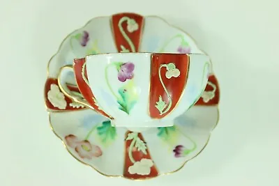 Vintage MERIT Teacup Set Cup And Saucer Hand Painted Made In Occupied Japan • $49.95