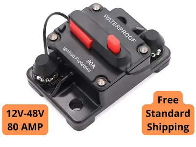 80 Amp Waterproof Circuit Breaker Auto/Marine/Solar 12-48V DC Manual Reset • $11.99