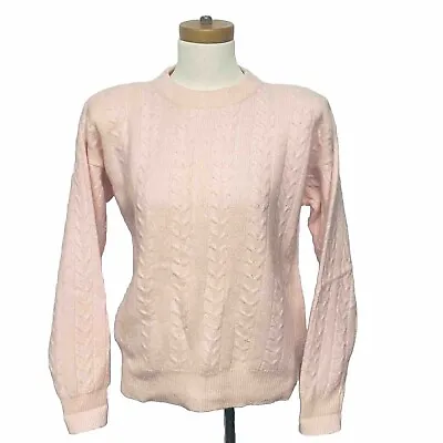 Vintage Baby Pink Dividends Lambswool Angora Blend Sweater Women's Large • $19.99