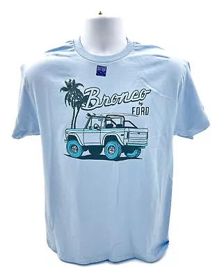 Light Blue T-Shirt - Vintage Ford Bronco Beach Scene W/  Bronco By Ford  Script • $17.99