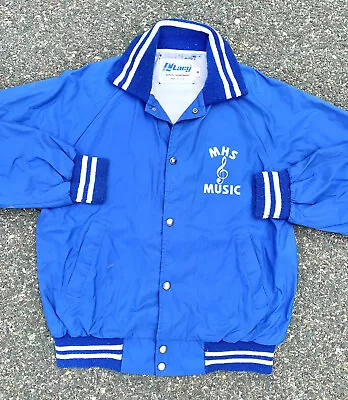 Vintage Merrimack New Hampshire High School Music Retro 80s Bomber Jacket Size M • $38.98