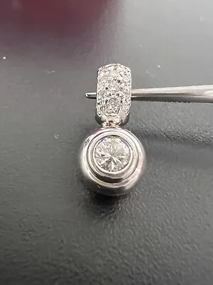 Vintage 14K White Gold Natural Solitaire.79CT Round G/VS Diamond Pendant 20.76mm • $1800