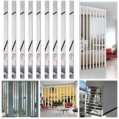 10xLong Strip Mirror Acrylic Wall Stickers Self-adhesive Tile Rectangle Decal UK • £3.89