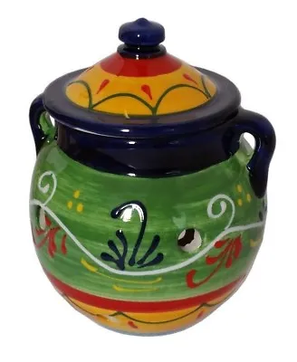 Garlic Storage Jar Kitchenware 16 X 15 Cm Traditional Spanish Handmade Ceramic • £17.99