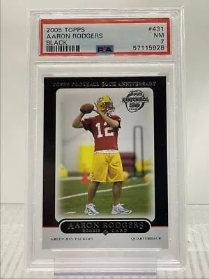 Aaron Rodgers 2005 Topps 50th Anniversary Rookie Black Rc Psa 7 Q0899 • $66