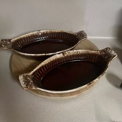 (2) Vintage McCoy Brown Drip Au GRATIN Casserole Dish 7033 • $24.99