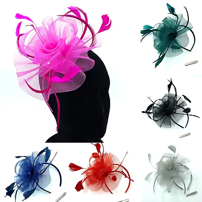 £10.99 • Buy Ladies Feather Clip / Aliceband Fascinator Weddings Races Royal Ascot Hair Piece