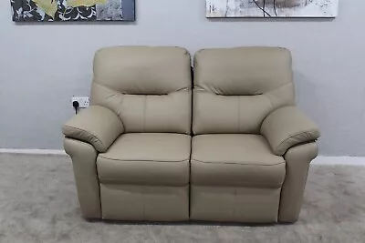 G Plan Seattle Cambridge Putty Leather Power Reclining 2 Seater Sofa RRP £3393 • £1195
