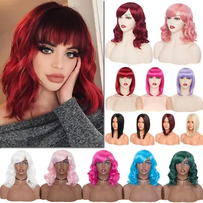 Women Ombre Long Short Straight Wigs Natural Wave Bob Hair Full Wig Cosplay US • $17.45