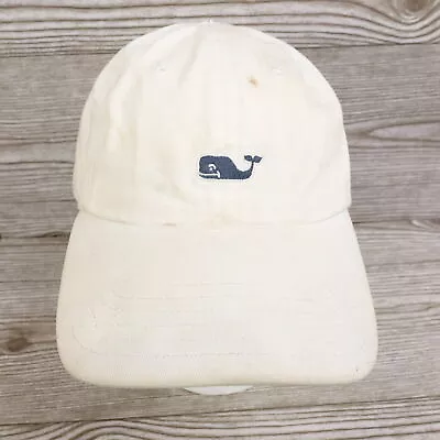 Vineyard Vines Logo White Adjustable Strapback Baseball Hat Cap **stained** • $6.99