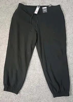 M&S Size 22 Reg Leg Black Cotton Joggers Jogging Bottoms New Women's • £11.99