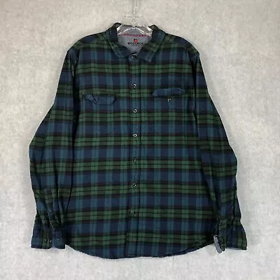 Woolrich Shirt Mens Extra Large Blue Green Flannel Button Up Long Sleeve Adult • $18.95