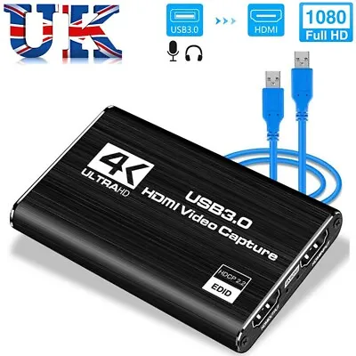 4K Audio Video Capture Card USB 3.0 HDMI Video Capture Device For Live Streaming • £18.79