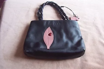 Vintage Radley Small Black Ladybird Pink Leaf Bag  • £12.99
