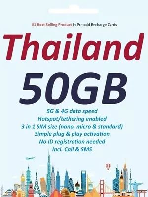 *Weekly Special* 50GB Thailand Travel ESIM 10 Days DTAC Incl.local CALL&SMS • $18