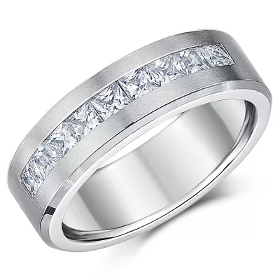 8mm Men's Titanium Engagement Ring Fine Brushed Matt Eternity Ring • £24.73