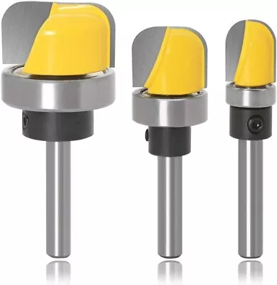 £19.49 • Buy 3 Pieces Bowl And Tray Template Router Bit Set With Bearing Guide Dish Carving