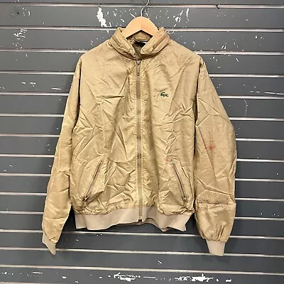 Vtg Izod Lacoste Bomber Jacket Long Sleeve Full Zip Beige Mens Sz L • $10