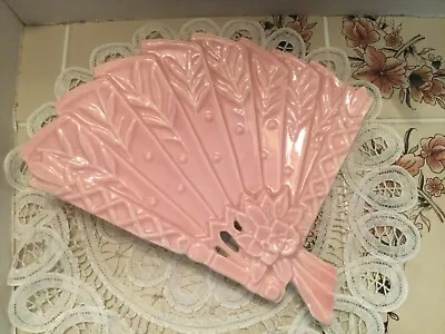 McCoy Pottery 1956 Pink Fan Art Decor Wall Pocket • $28.95