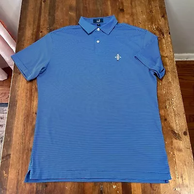 Dunhill Links Polo Shirt Mens Medium Blue Striped Quaker Ridge Golf Club • $28.99