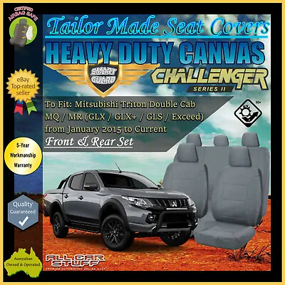 $268 • Buy Grey Canvas Seat Covers For Mitsubishi Triton MQ/MR Dual Cab: 01/2015 To Current
