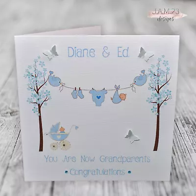 Personalised New Baby Girl Boy Birth Card Grandparents • £4