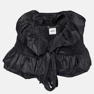 Moschino Black Silk Puffer Cape Jacket M • $118.65