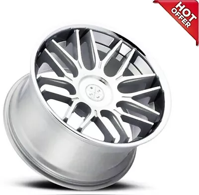 4ea 20  Blaque Diamond Wheels BD-27 Silver Machined With Chrome SS Lip (S9) • $2159