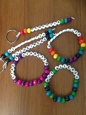 £2.15 • Buy Medical Identity Dementia Allergy Autism Awareness Bracelet Keyring Keychain