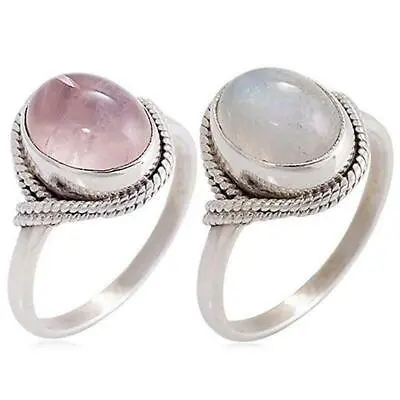 Vintage Silvery Pink Moonstone Engagement Ring Party Wedding Jewelry Size 6-10 • $2.03