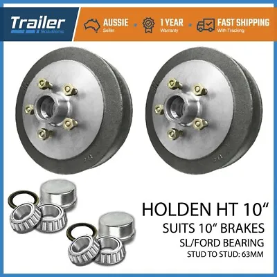 Pair Hub Drum Holden Ht 10  Sl Bearings Suit Electric Hydrlic Setup Trailer • $156