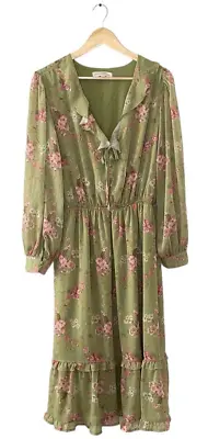 PENELOPE ROSE Dress Womens 1X Floral Boho Cottagecore Shabby Chic Smocked Bodice • $21.95
