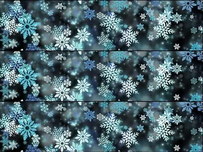 Snowflake Blue Ice Snow Ribbon Border Edible Cake Topper Wafer Or Icing • £4.72